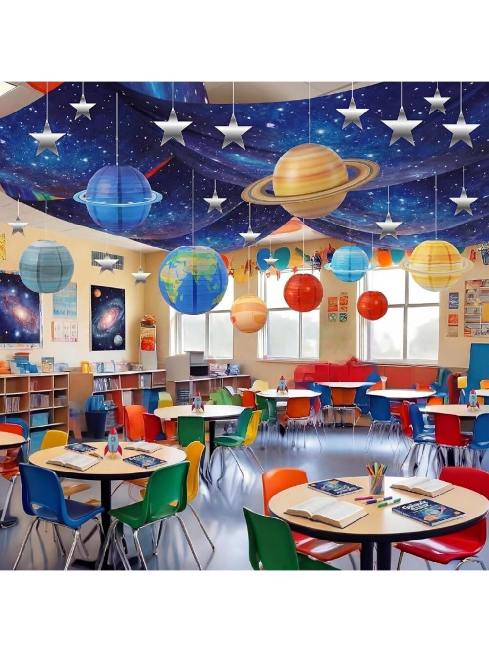 45 Pcs Space-Themed Classroom Ceiling Decor | Back to School Decorations